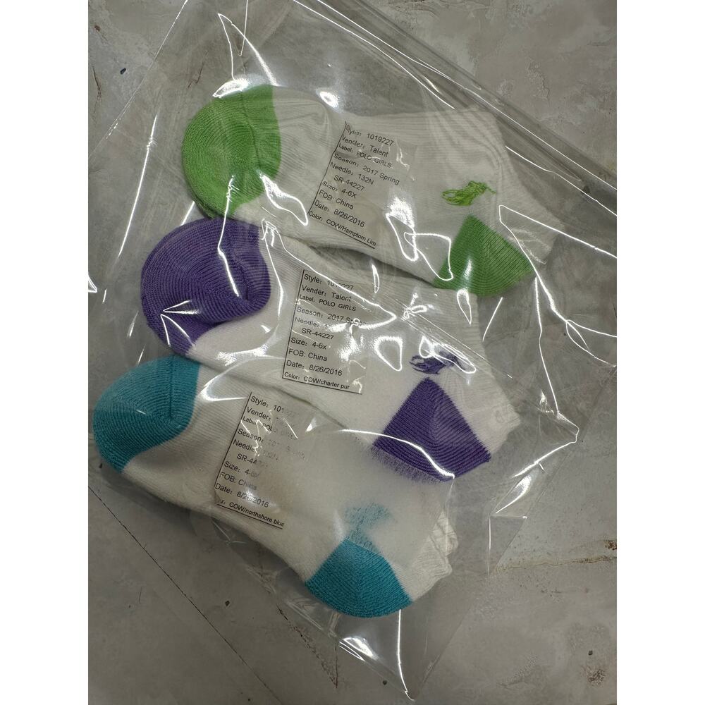 POLO Ralph Lauren Socks Girls‎ 4-6X-Mixcolor -New No tags- 3 Pairs